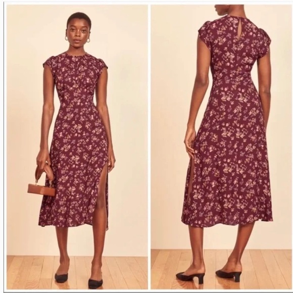 Reformation Dresses & Skirts - Reformation Zeta Dress Floral Burgundy sz 10